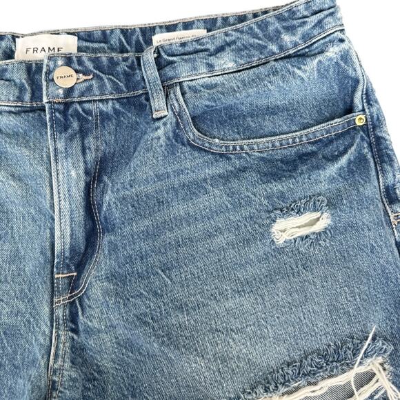 Frame Denim Le Grand Garcon Shorts 32 Distressed Denim Cutoffs Montgrove Rips - Picture 5 of 7